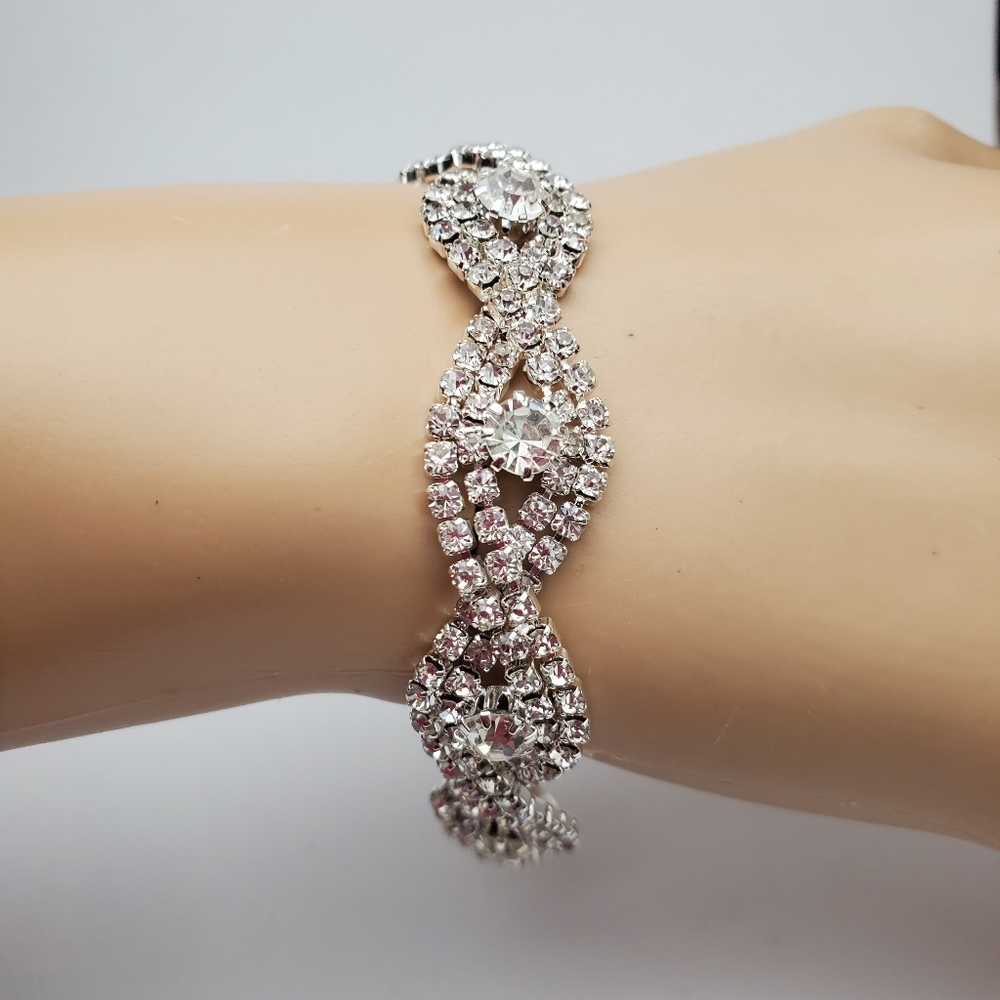 Silver  Rhinestone 7"  Bracelet elegant prom wedding party *